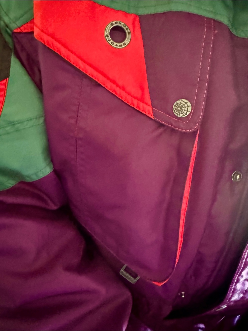 Spyder Colorblock Ski Jacket in Purple with Teal and Red Accents - Picture 6 of 14
